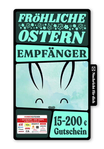 Wunschgutschein Digital - Frohe Ostern - Hasenohren – Geschenkgutschein Ansicht 1