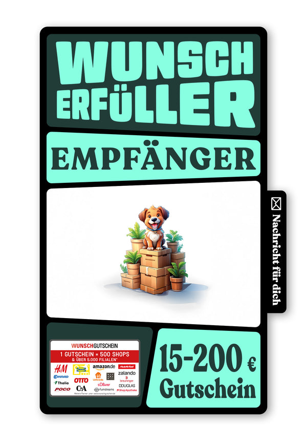 Wunschgutschein Digital - Kleiner Umzugshelfer - Hund – Geschenkgutschein Ansicht 1