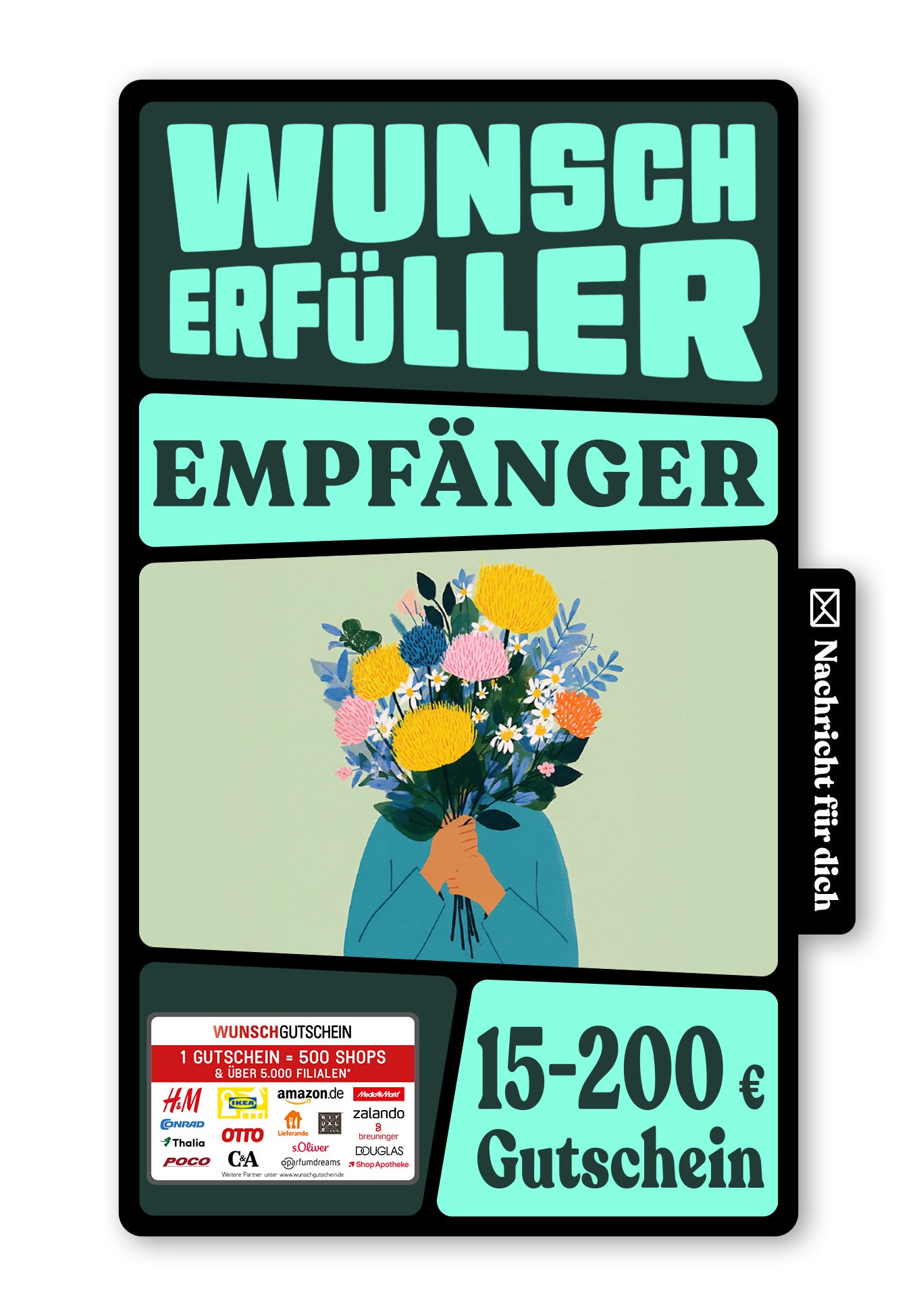 Wunschgutschein Digital - Blumenstrauß - Grün – Geschenkgutschein Ansicht 1
