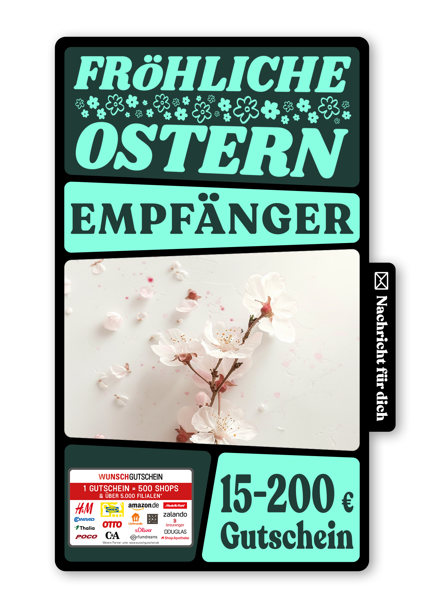 Wunschgutschein Digital - Für deine Wünsche - Kirschblüten – Geschenkgutschein Ansicht 1