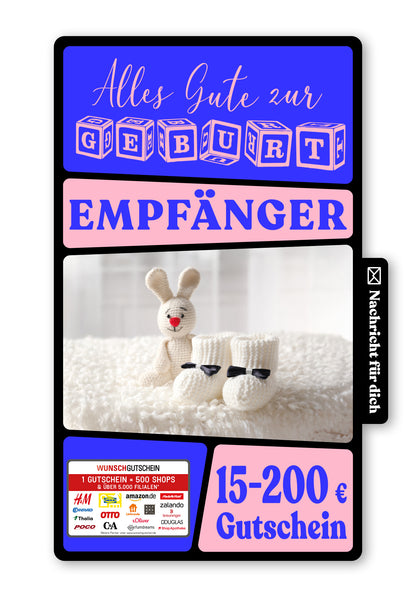 Wunschgutschein Digital - Willkommen kleines Baby - Hase – Geschenkgutschein Ansicht 1
