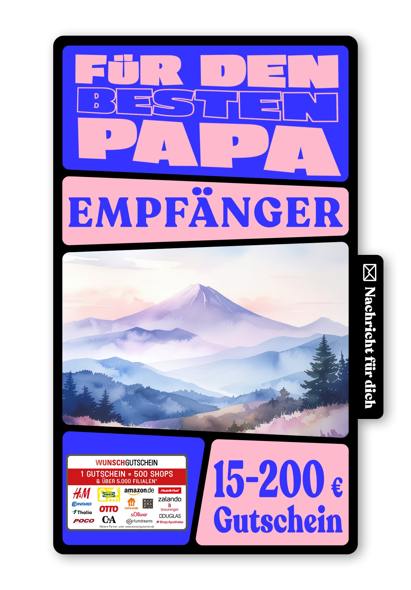 Wunschgutschein Digital - Papa du bist der Beste - Berg – Geschenkgutschein Ansicht 1