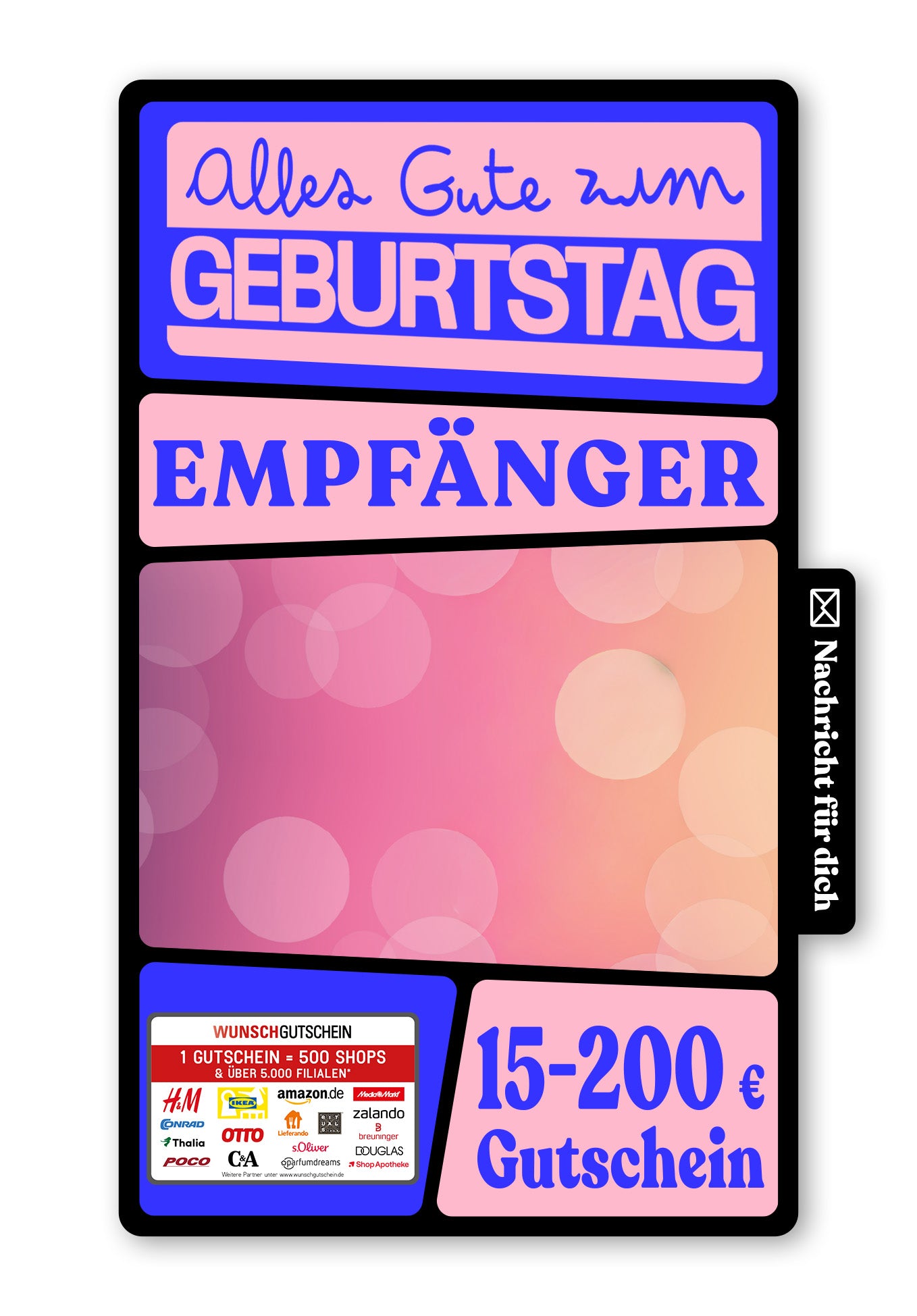 Wunschgutschein Digital - Herzlichen Glückwunsch - Pink – Geschenkgutschein Ansicht 1