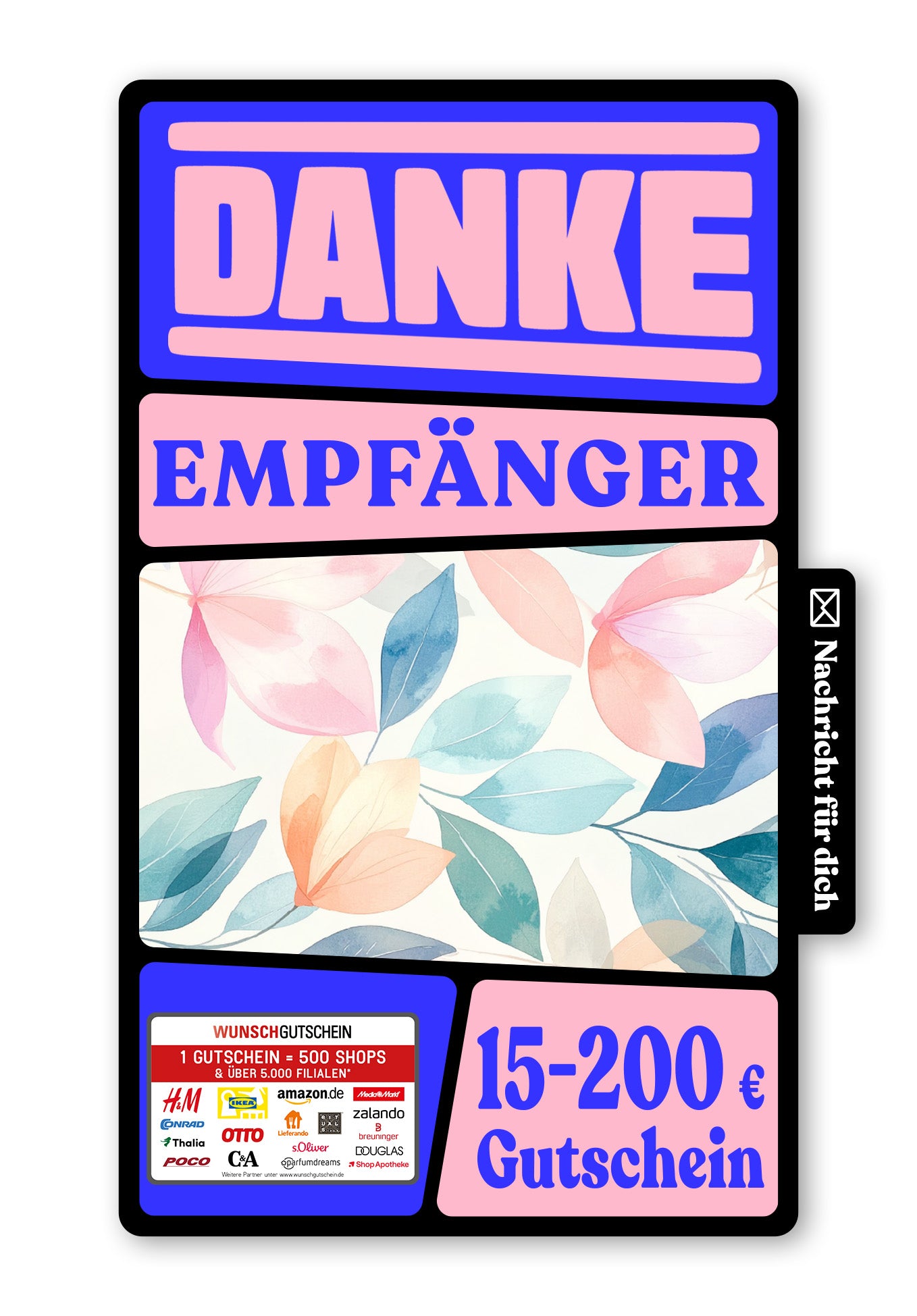 Wunschgutschein Digital - Dankeschön - Blätter Bunt – Geschenkgutschein Ansicht 1