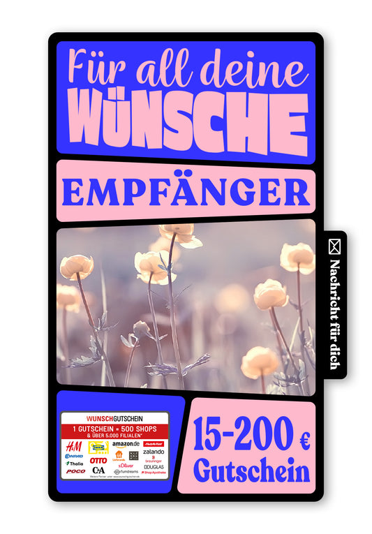 Wunschgutschein Digital - Für deine Wünsche - Blumen – Geschenkgutschein Ansicht 1