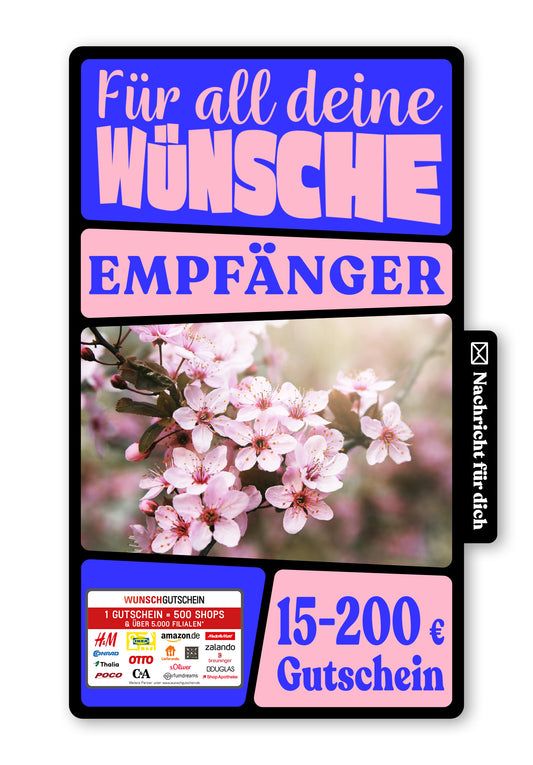 Wunschgutschein Digital - Für Dich - Kirschblüten – Geschenkgutschein Ansicht 1