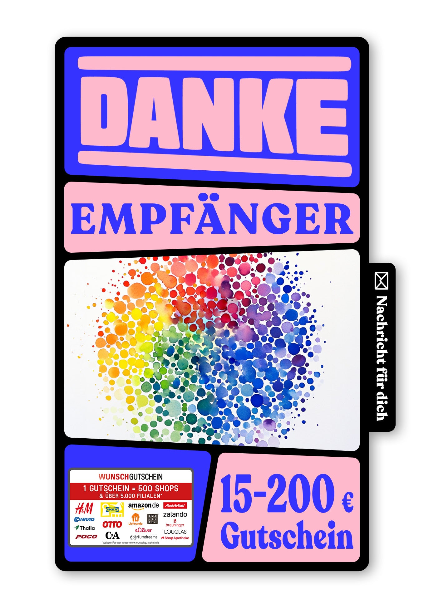 Wunschgutschein Digital - Ich danke dir - Punkte Bunt – Geschenkgutschein Ansicht 1