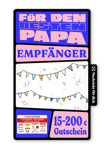 Wunschgutschein Digital - Für den besten Papa - Wimpelkette – Geschenkgutschein Ansicht 1