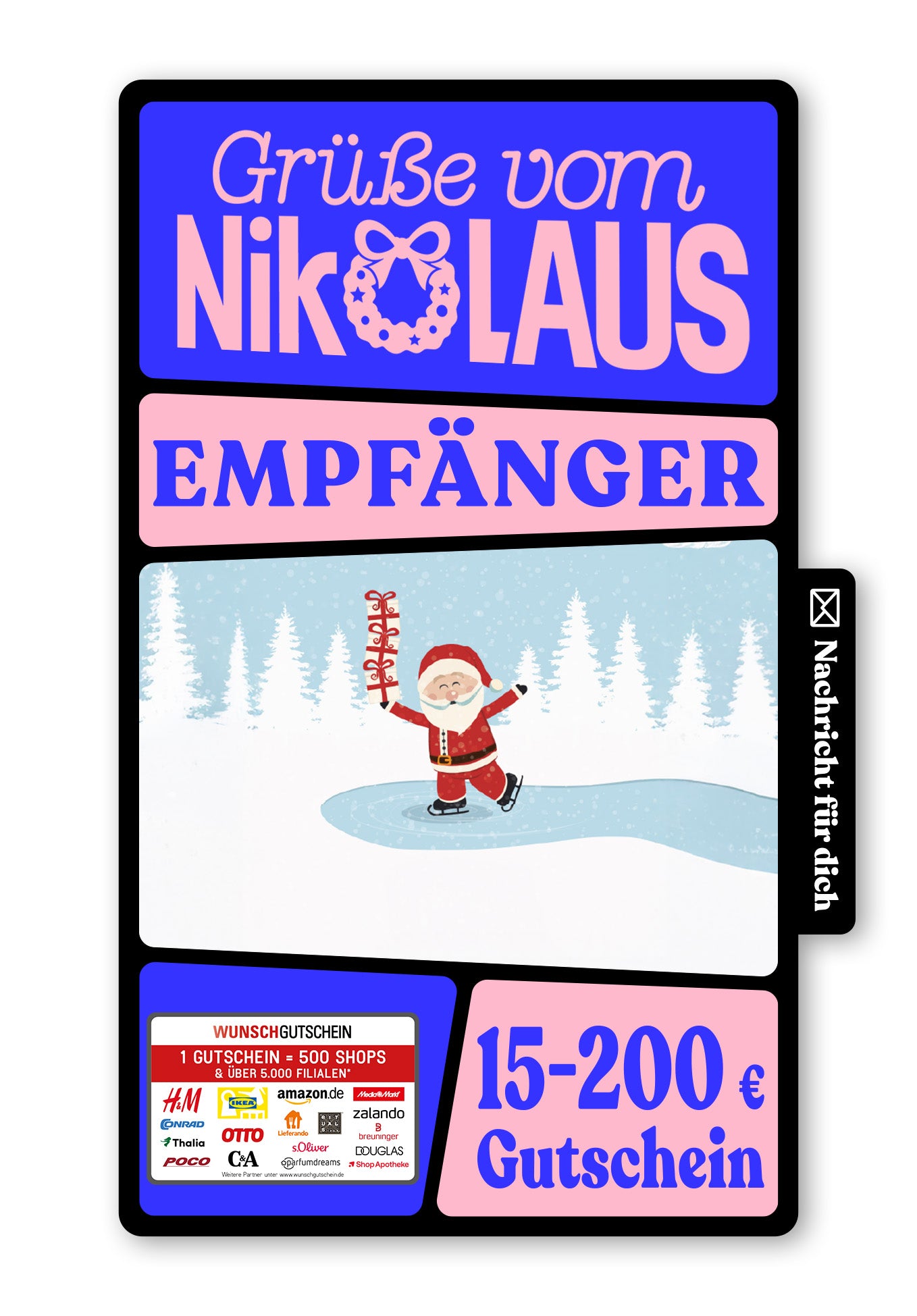 Wunschgutschein Digital - Vom Nikolaus - Nikolaus Eislaufen – Geschenkgutschein Ansicht 1