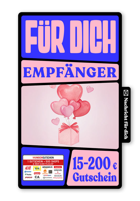 Wunschgutschein Digital - Happy Valentine's Day - Paket Herzen – Geschenkgutschein Ansicht 1