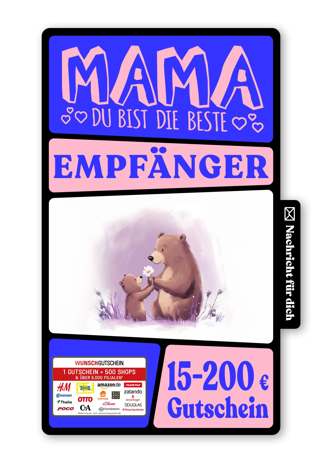 Wunschgutschein Digital - Für die beste Mama - Bären Lila – Geschenkgutschein Ansicht 1