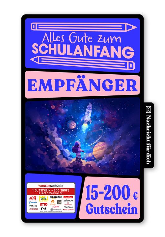 Wunschgutschein Digital - Abenteuer Schule beginnt - Astronaut – Geschenkgutschein Ansicht 1