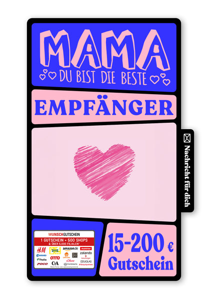 Wunschgutschein Digital - Für Mama - Herz – Geschenkgutschein Ansicht 1