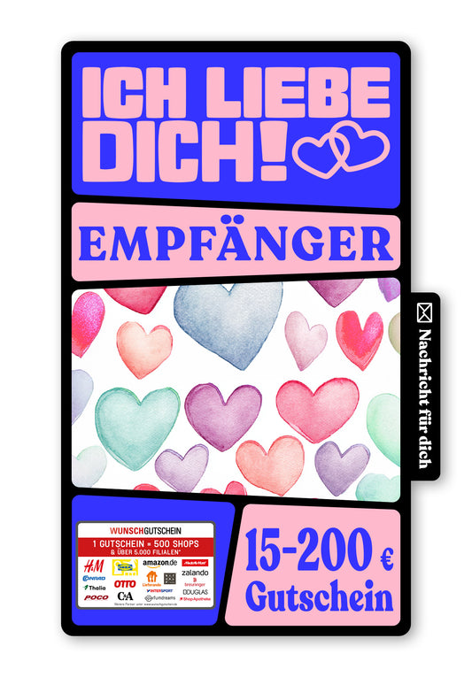 Wunschgutschein Digital - Be my valentine - Herzen – Geschenkgutschein Ansicht 1