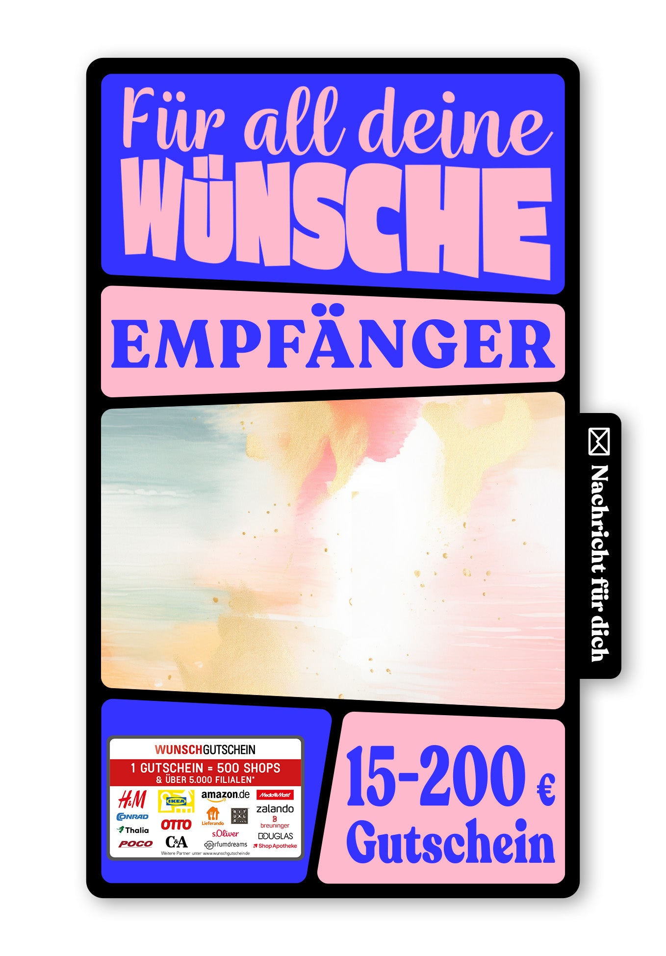 Wunschgutschein Digital - Make a wish - Aquarell Bunt – Geschenkgutschein Ansicht 1