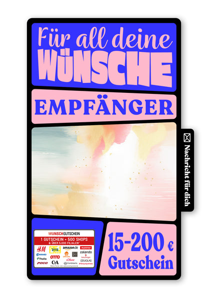 Wunschgutschein Digital - Make a wish - Aquarell Bunt – Geschenkgutschein Ansicht 1