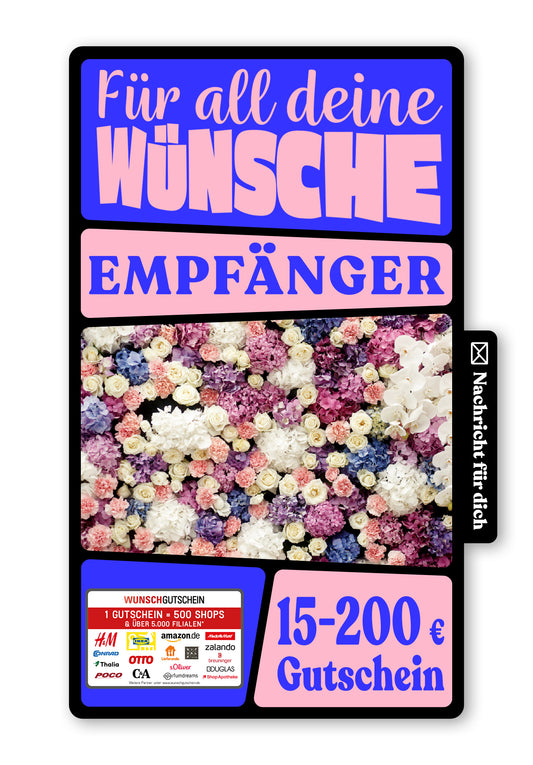 Wunschgutschein Digital - Für Dich - Bunte Blumen – Geschenkgutschein Ansicht 1