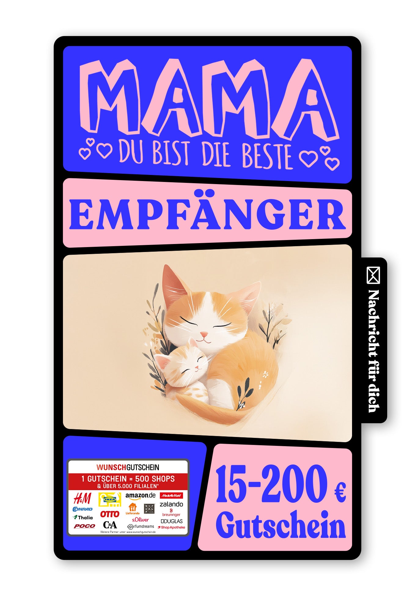 Wunschgutschein Digital - Mama hab dich lieb - Katzen Orange – Geschenkgutschein Ansicht 1