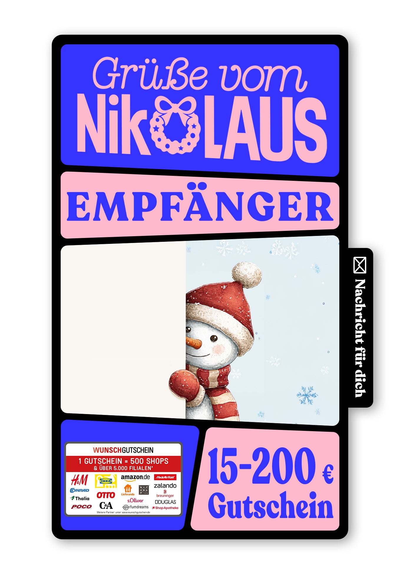 Wunschgutschein Digital - Für Dich - Schneemann – Geschenkgutschein Ansicht 1
