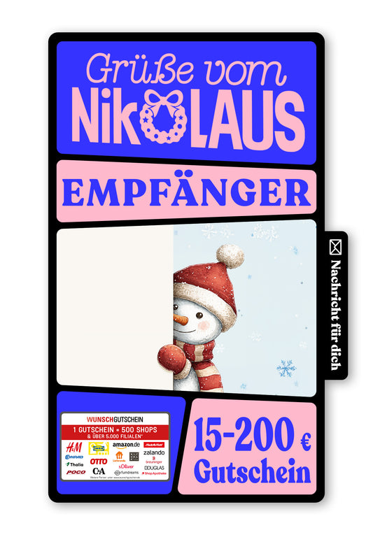 Wunschgutschein Digital - Für Dich - Schneemann – Geschenkgutschein Ansicht 1