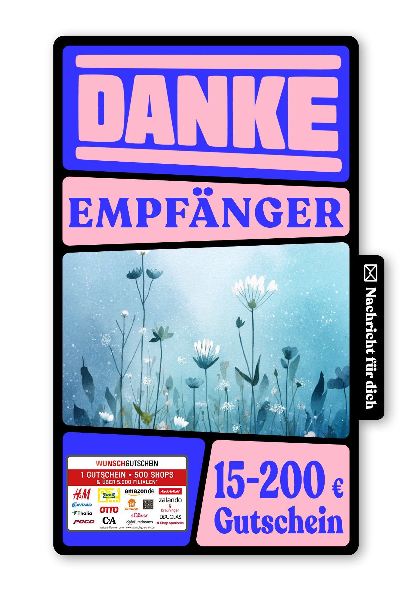 Wunschgutschein Digital - Ein kleines Dankeschön - Blumen – Geschenkgutschein Ansicht 1