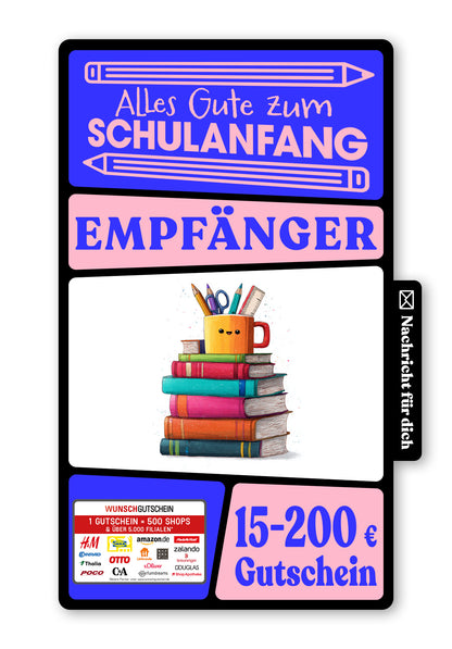 Wunschgutschein Digital - Endlich Schulkind - Bücher – Geschenkgutschein Ansicht 1