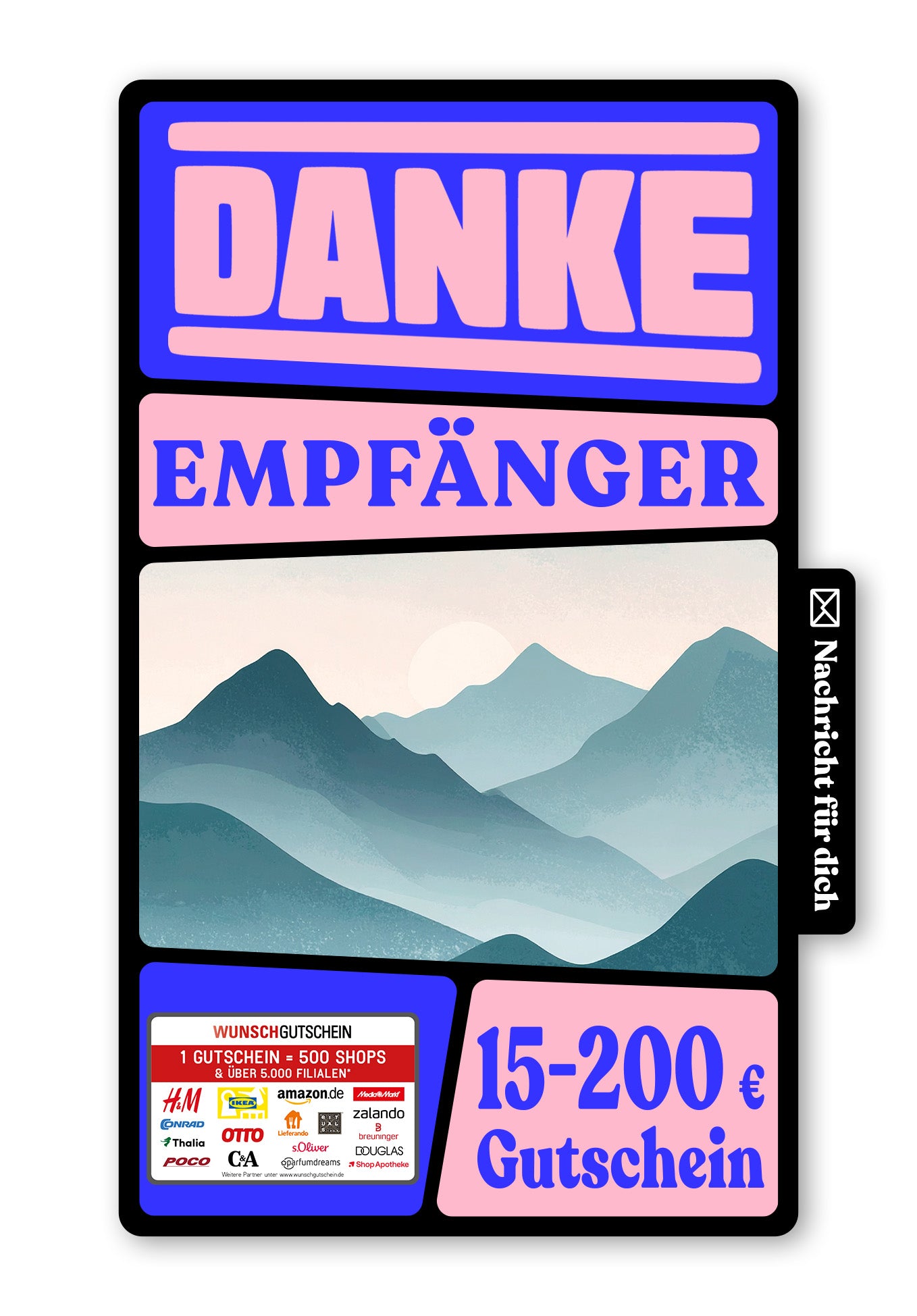 Wunschgutschein Digital - Danke - Berge – Geschenkgutschein Ansicht 1