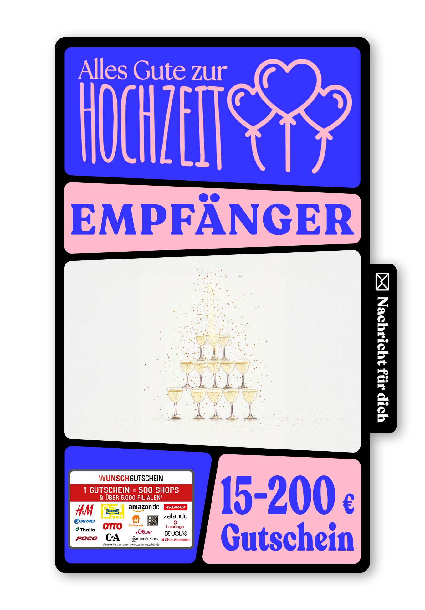 Wunschgutschein Digital - Auf euch - Champagner Pyramide – Geschenkgutschein Ansicht 1