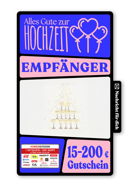 Wunschgutschein Digital - Auf euch - Champagner Pyramide – Geschenkgutschein Ansicht 1