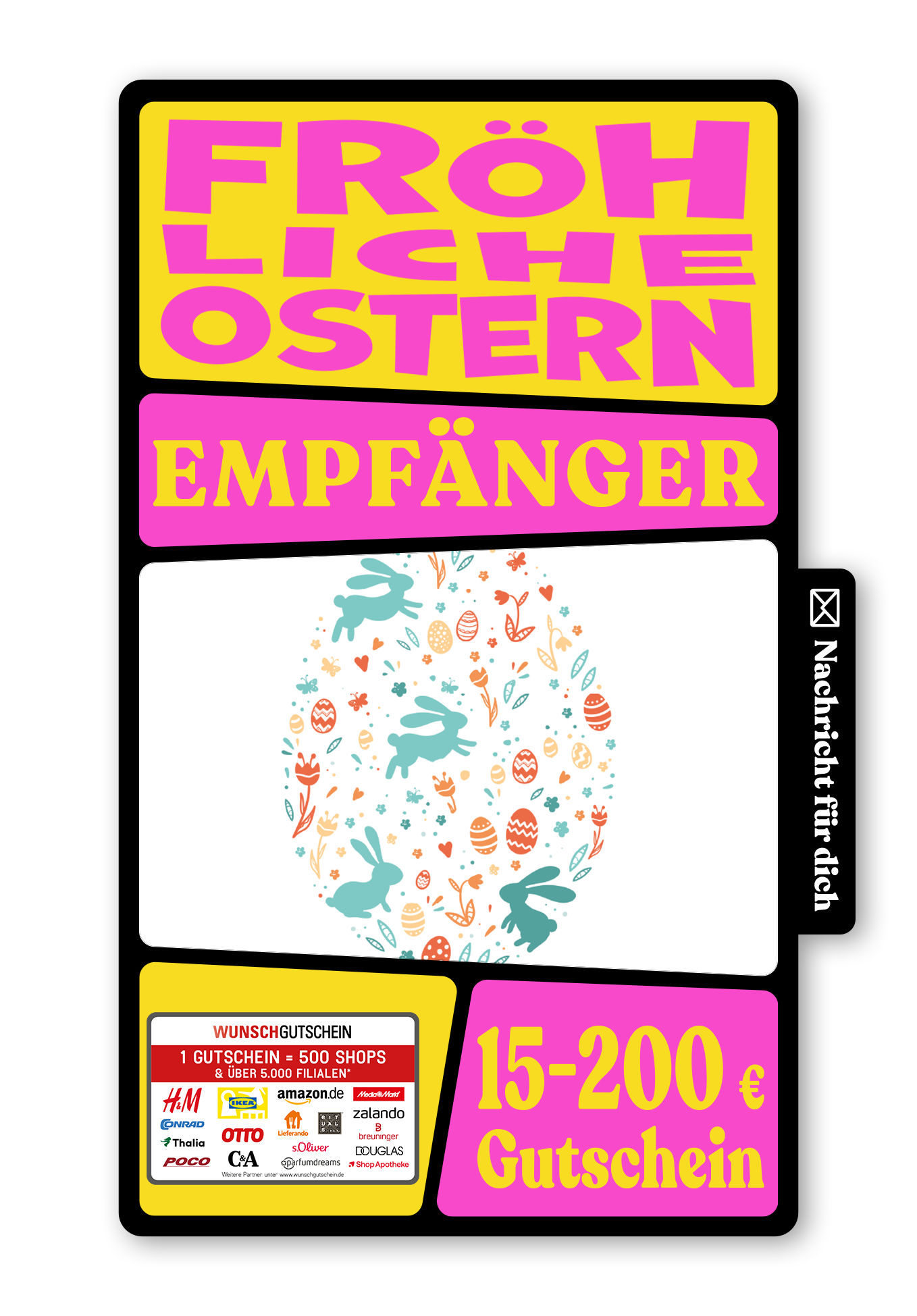 Wunschgutschein Digital - Happy Easter - Ei Bunt – Geschenkgutschein Ansicht 1