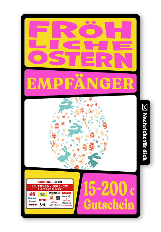 Wunschgutschein Digital - Happy Easter - Ei Bunt – Geschenkgutschein Ansicht 1