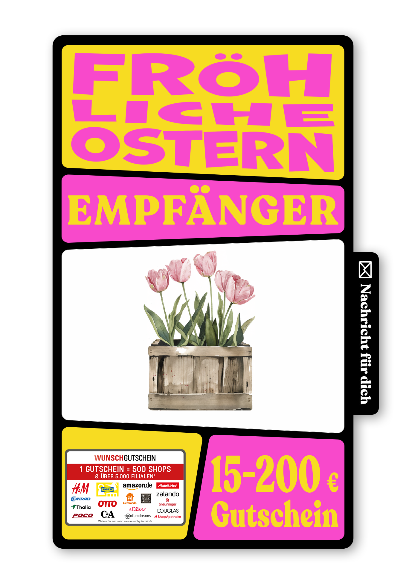 Wunschgutschein Digital - Frohe Ostern - Tulpen Box – Geschenkgutschein Ansicht 1