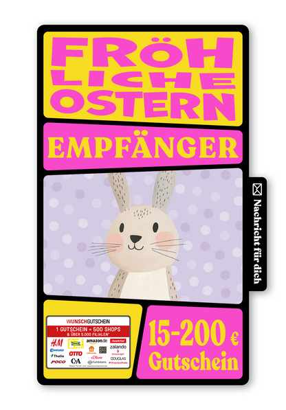 Wunschgutschein Digital - Frohe Ostern - Hase Pastellila – Geschenkgutschein Ansicht 1