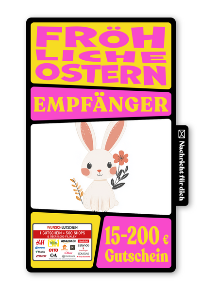 Wunschgutschein Digital - Frohe Ostern - Hase Weiß – Geschenkgutschein Ansicht 1