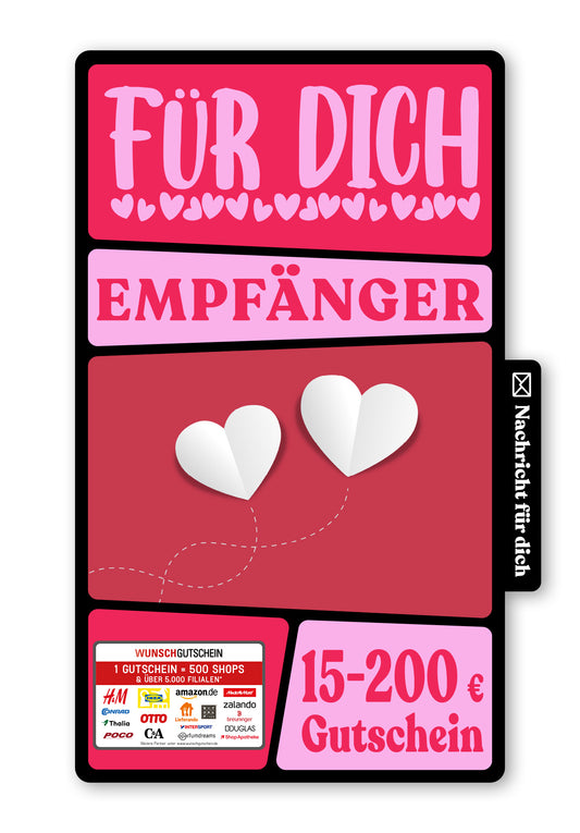 Wunschgutschein Digital - Happy Valentine's Day - Herzen – Geschenkgutschein Ansicht 1