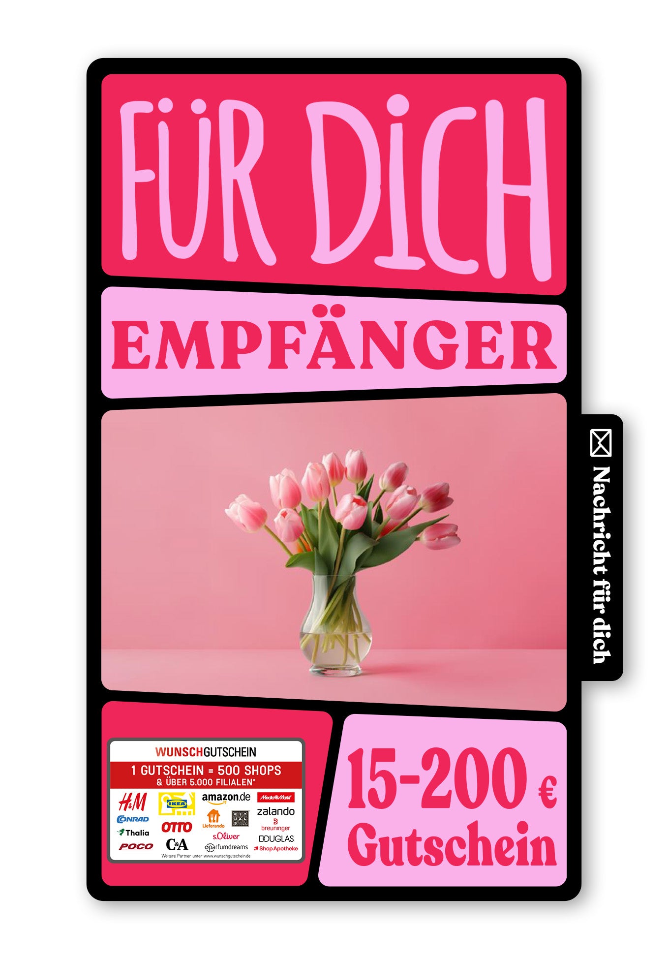 Wunschgutschein Digital - Für die beste Mama - Tulpenvase – Geschenkgutschein Ansicht 1