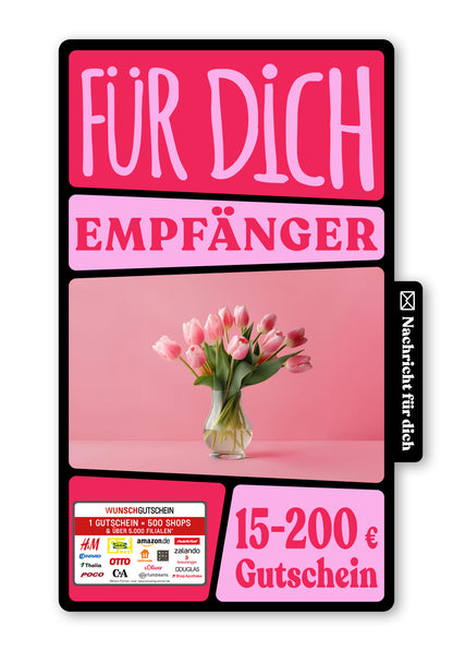 Wunschgutschein Digital - Für die beste Mama - Tulpenvase – Geschenkgutschein Ansicht 1