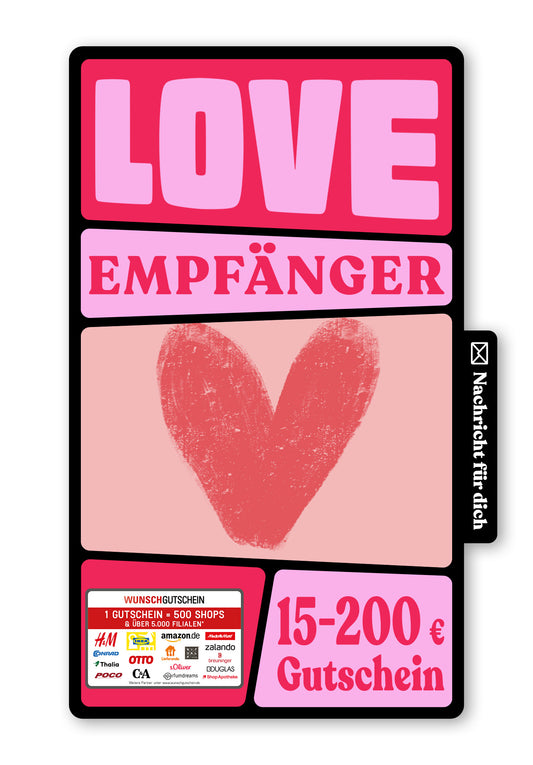 Wunschgutschein Digital - Ich liebe dich - Herz Rosa – Geschenkgutschein Ansicht 1