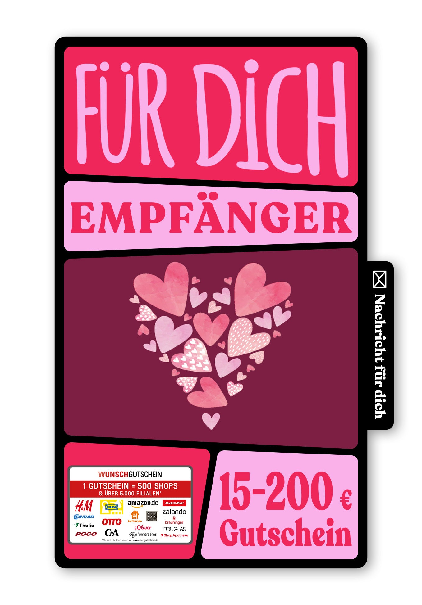 Wunschgutschein Digital - Alles Liebe zum Muttertag - Herzen Burgunderrot – Geschenkgutschein Ansicht 1
