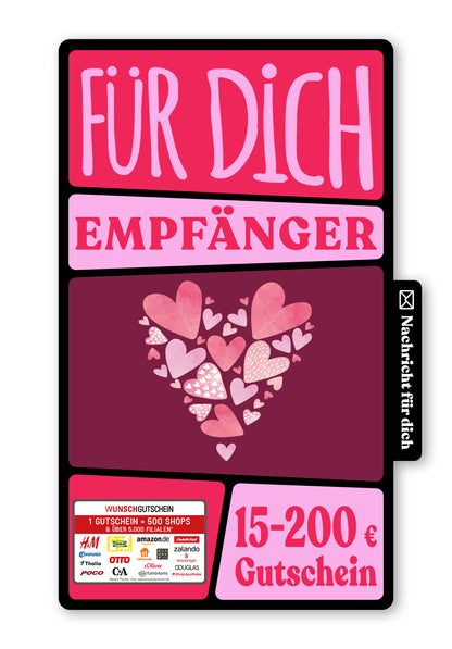 Wunschgutschein Digital - Alles Liebe zum Muttertag - Herzen Burgunderrot – Geschenkgutschein Ansicht 1