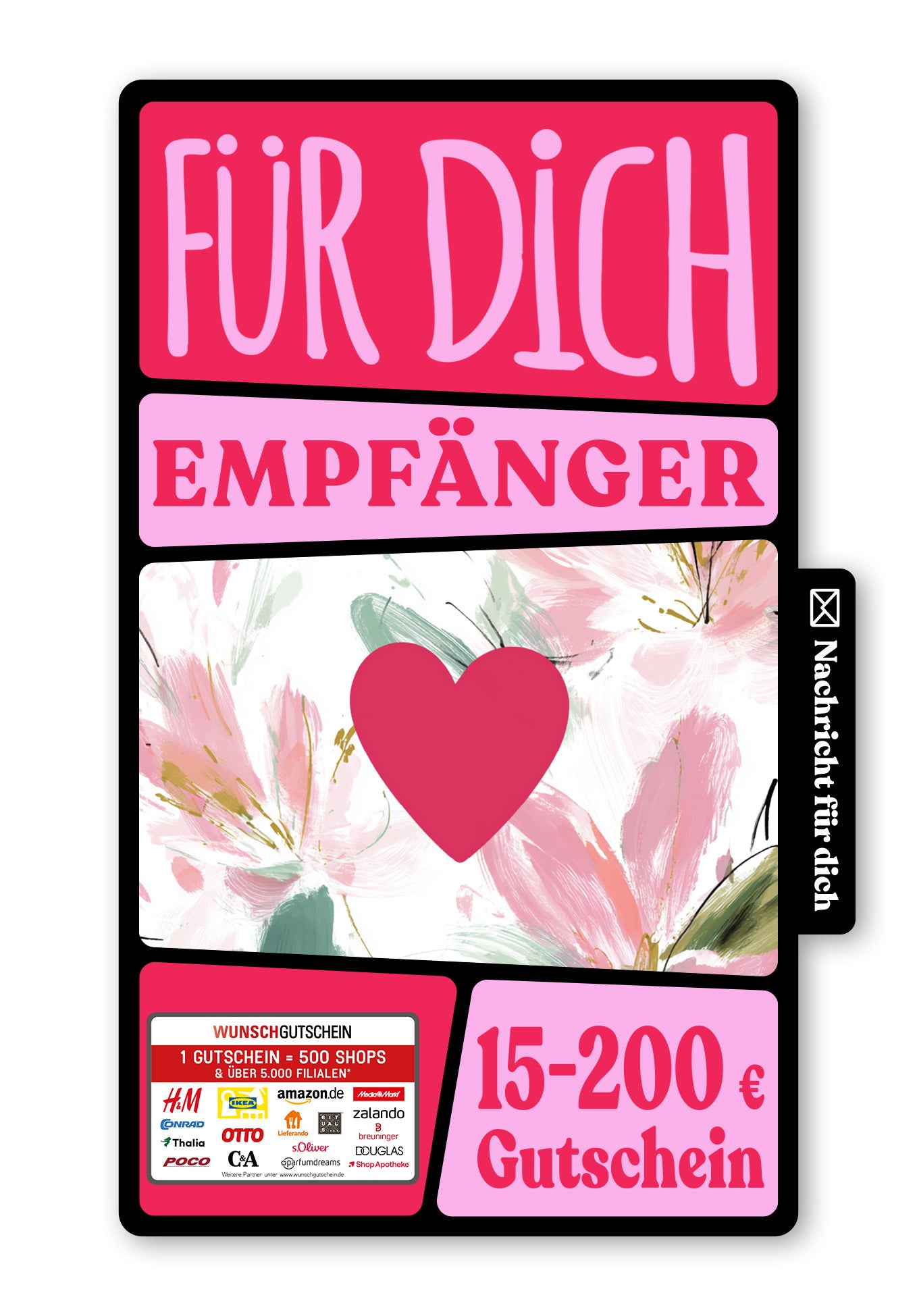Wunschgutschein Digital - Für die beste Mama - Blumenmuster – Geschenkgutschein Ansicht 1