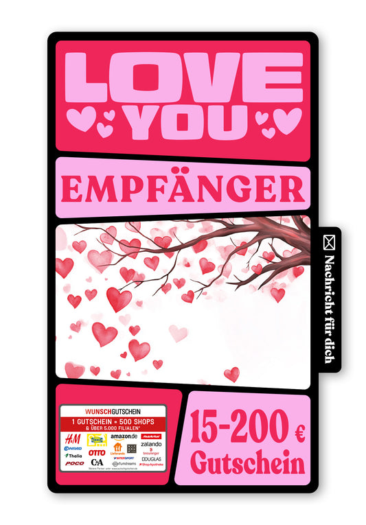 Wunschgutschein Digital - Ich Liebe Dich - Herz Baum – Geschenkgutschein Ansicht 1