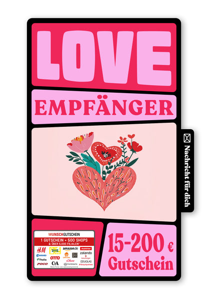 Wunschgutschein Digital - Happy Valentine's Day - Herz und Blumen – Geschenkgutschein Ansicht 1
