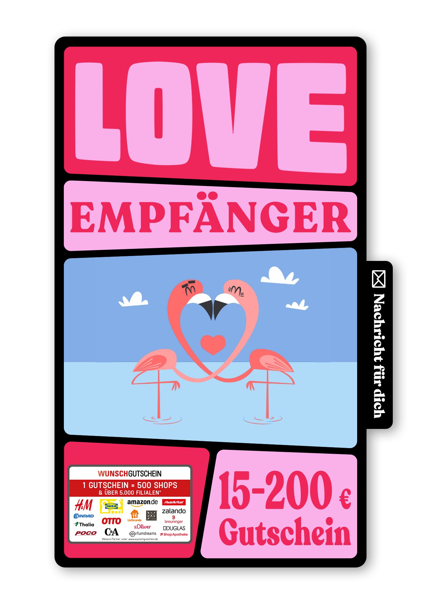 Wunschgutschein Digital - Ich liebe Dich - Flamingos – Geschenkgutschein Ansicht 1