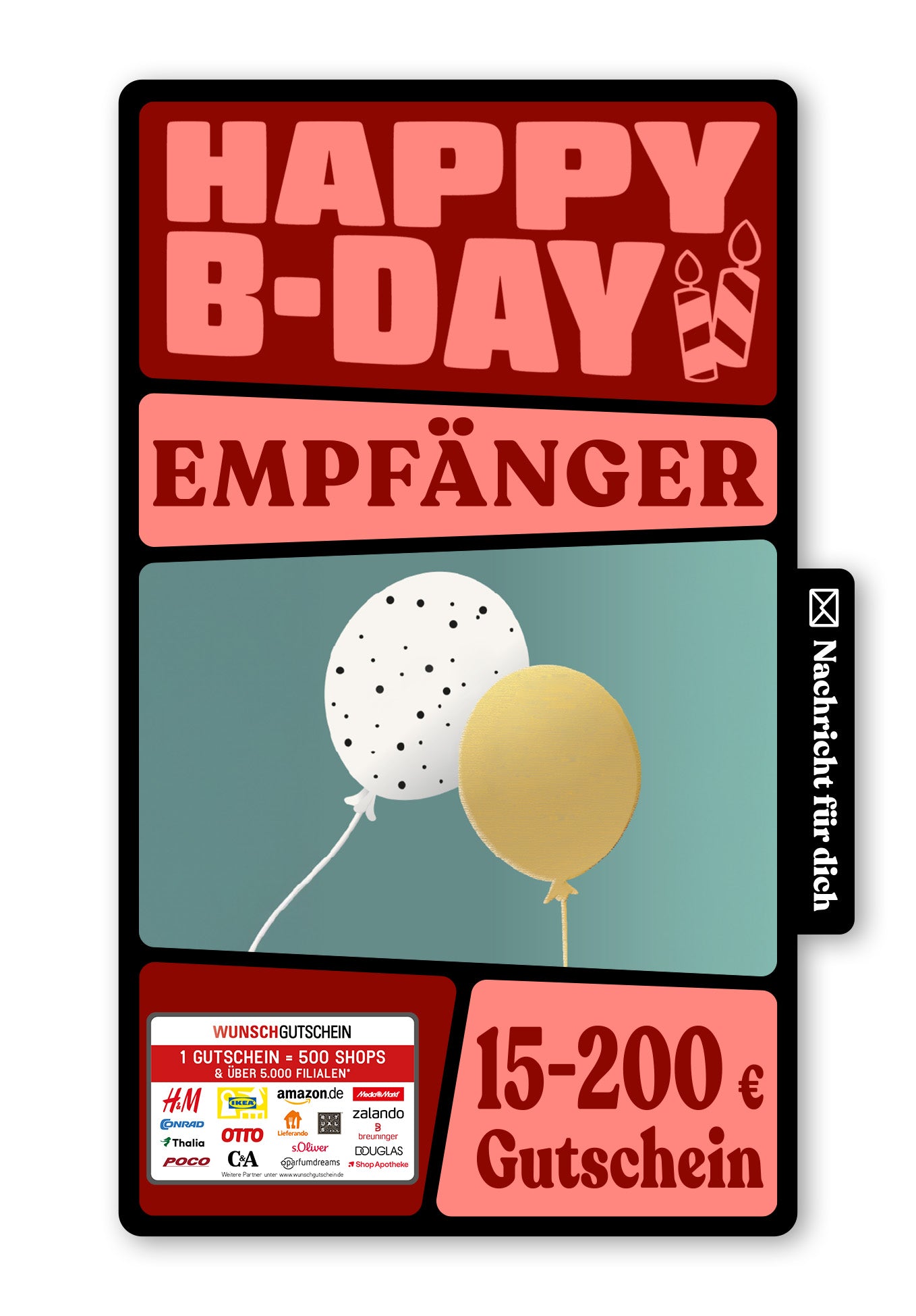 Wunschgutschein Digital - Alles Gute - Ballons Gold – Geschenkgutschein Ansicht 1