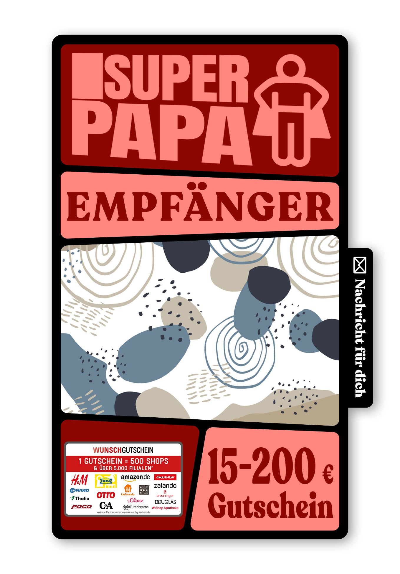 Wunschgutschein Digital - Für den besten Papa auf der Welt - Blau Beige Formen – Geschenkgutschein Ansicht 1