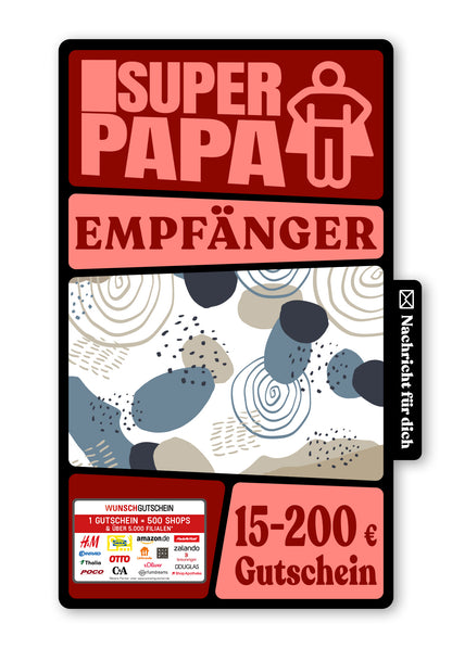 Wunschgutschein Digital - Für den besten Papa auf der Welt - Blau Beige Formen – Geschenkgutschein Ansicht 1