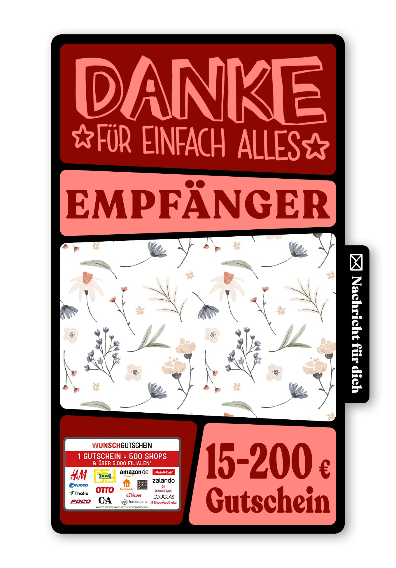 Wunschgutschein Digital - Danke - Blumen Weiß – Geschenkgutschein Ansicht 1