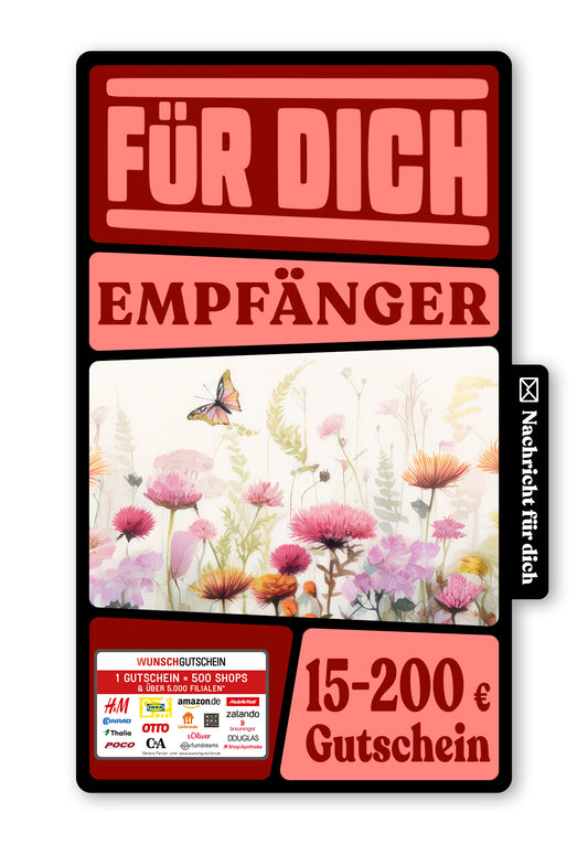 Wunschgutschein Digital - Für Dich - Blumenwiese – Geschenkgutschein Ansicht 1