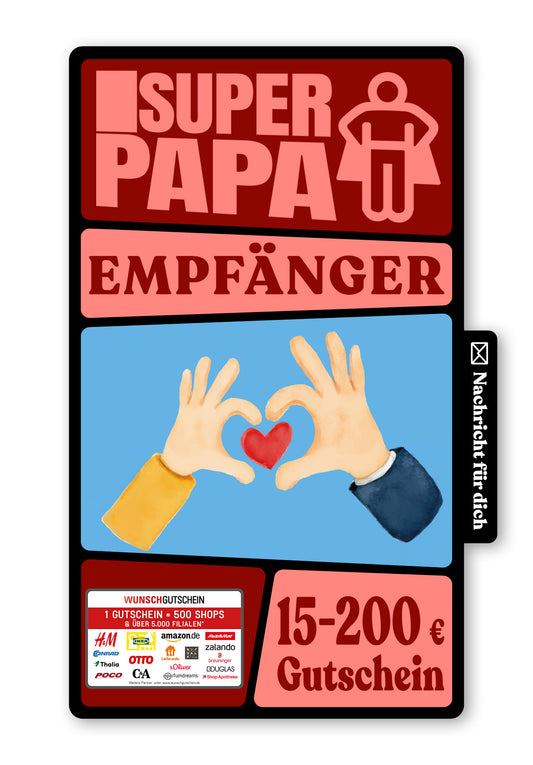 Wunschgutschein Digital - Danke für alles Papa - Hände mit Herz – Geschenkgutschein Ansicht 1